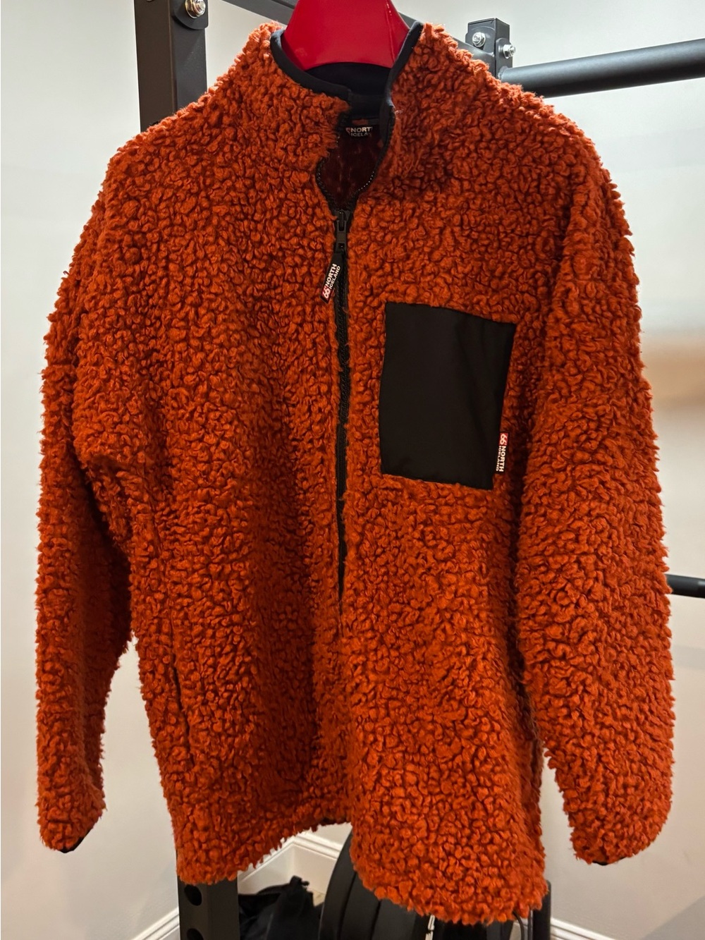 66°North Varmahlid Sherpa Fleece Merino Wool Blend Burnt Orange Rust Large L